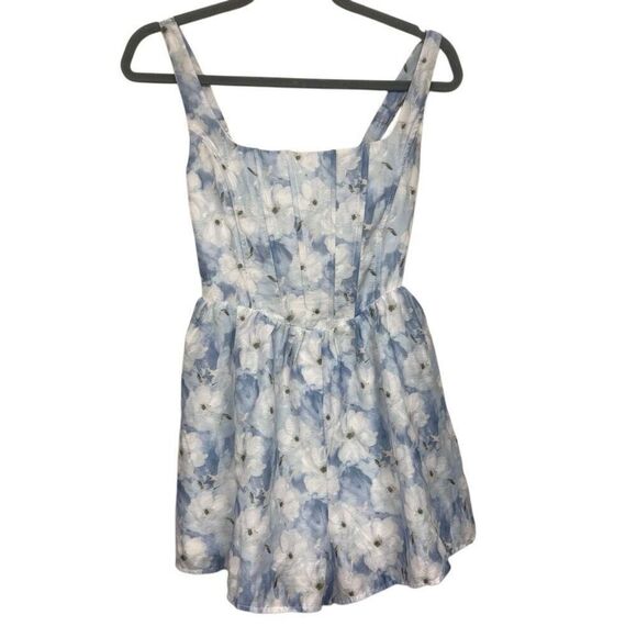 Lulus Truly a Cutie Light Blue Floral Organza Bustier Romper size XS - Picture 4 of 5